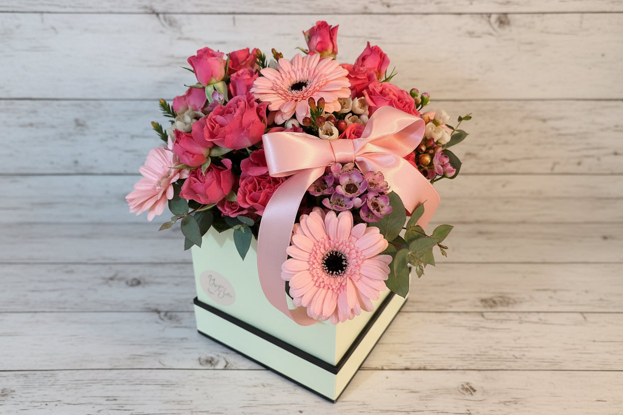 Pretty in Pink Hatbox Arrangement