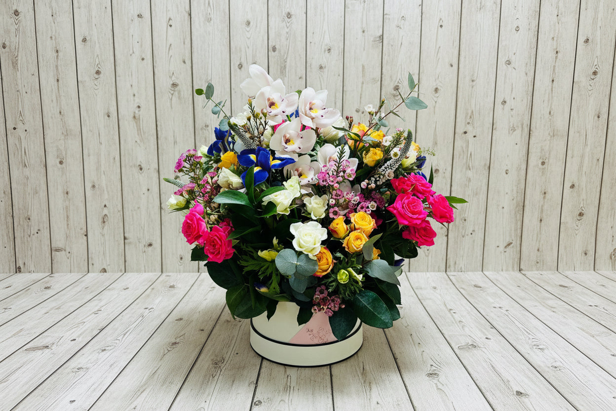 Luxury Orchid Hatbox Arrangement