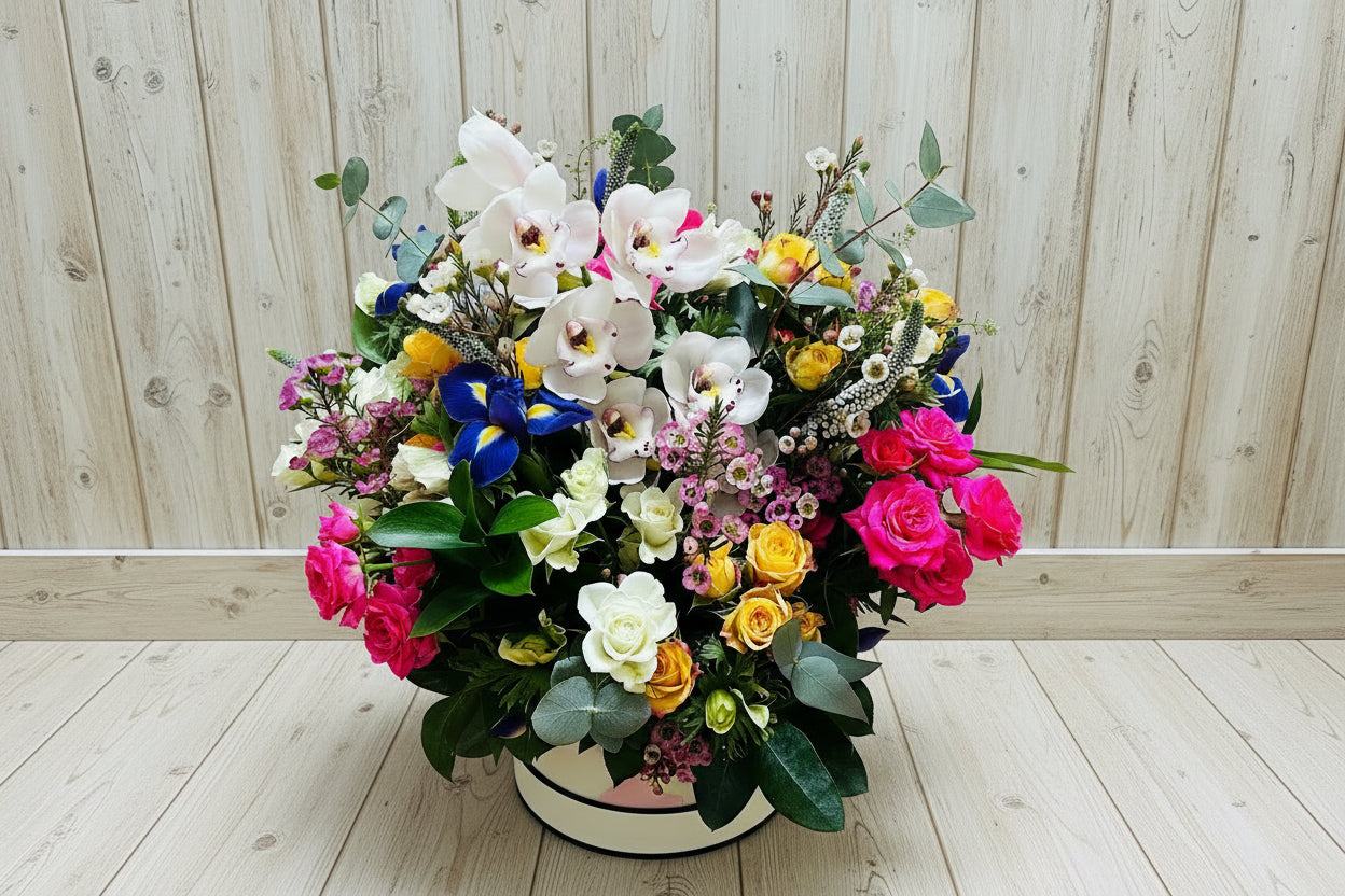Luxury Orchid Hatbox Arrangement