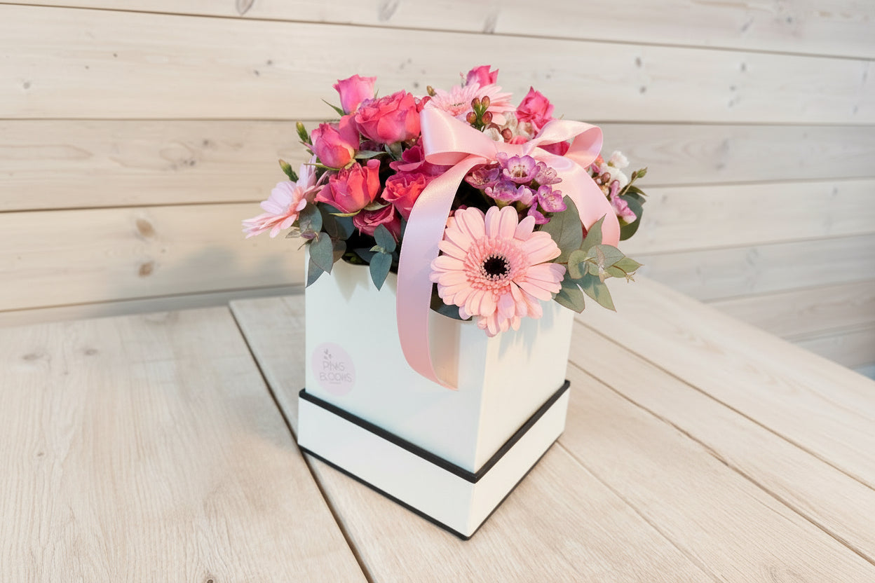 Pretty in Pink Hatbox Arrangement